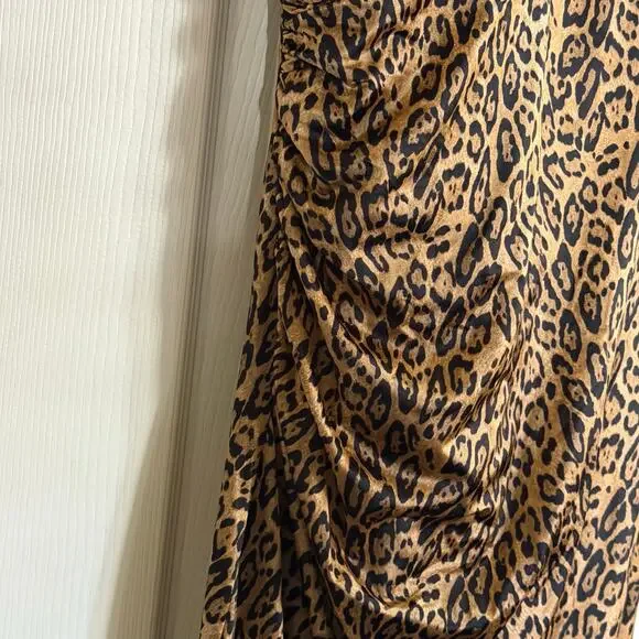 Popilush Satin Goddess Maxi Dress XL Leopard Print Built-In Shapewear Sexy Glam - Picture 6 of 9